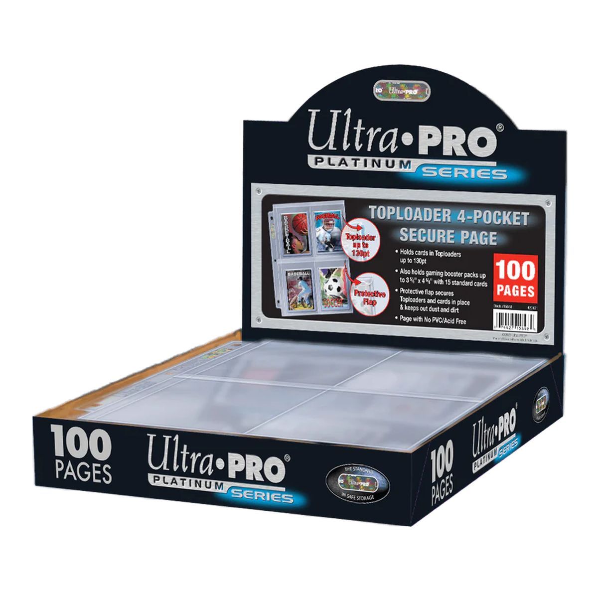 100 Ordnerseiten – 4 Boxen für Toploader: Sichere Seiten – Platinum-Serie – Ultra Pro