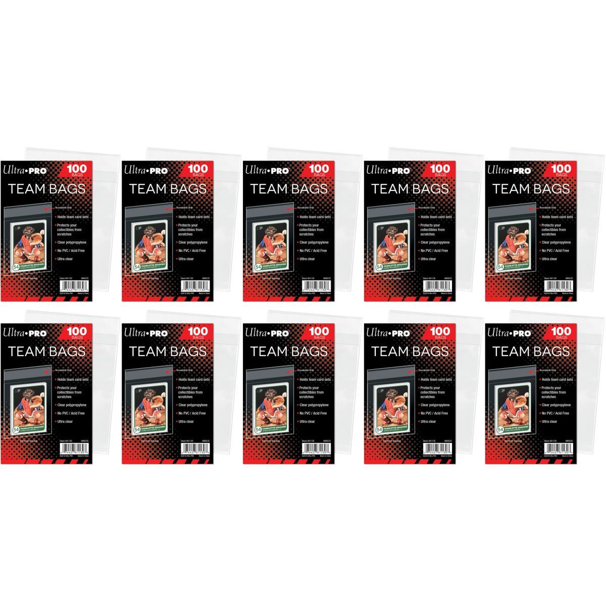 Ultra Pro – Teamtaschen – wiederverschließbar – wiederverschließbare Top-Loader-Hüllen (1000) 10er-Pack