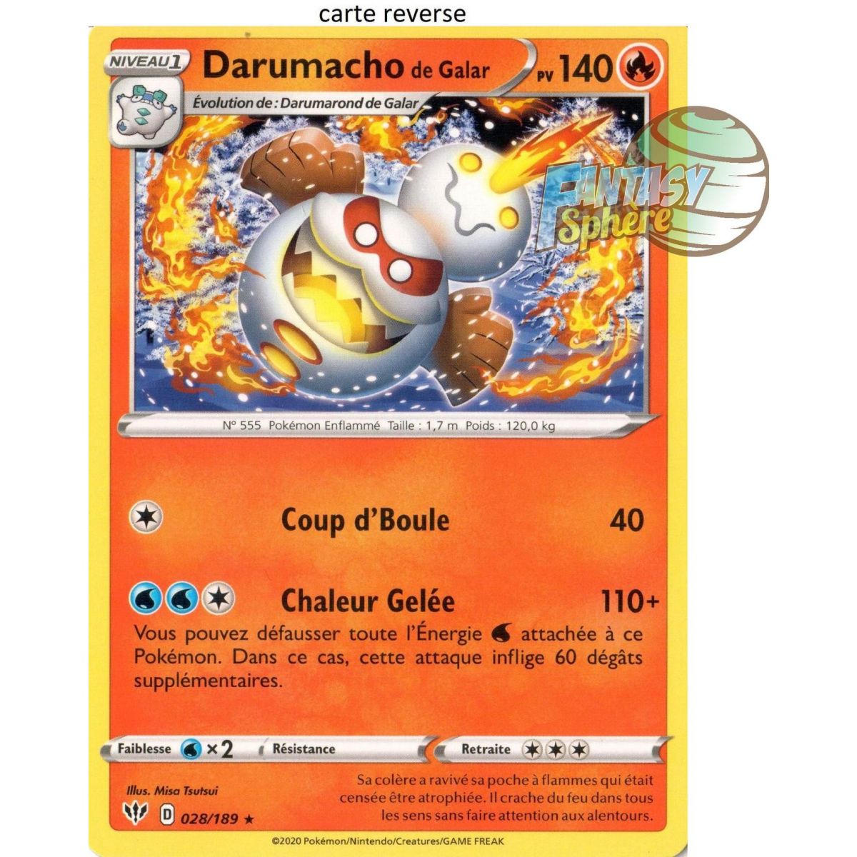 Item Darumacho de Galar - 28/189 EB03 Ténèbres Embrasées