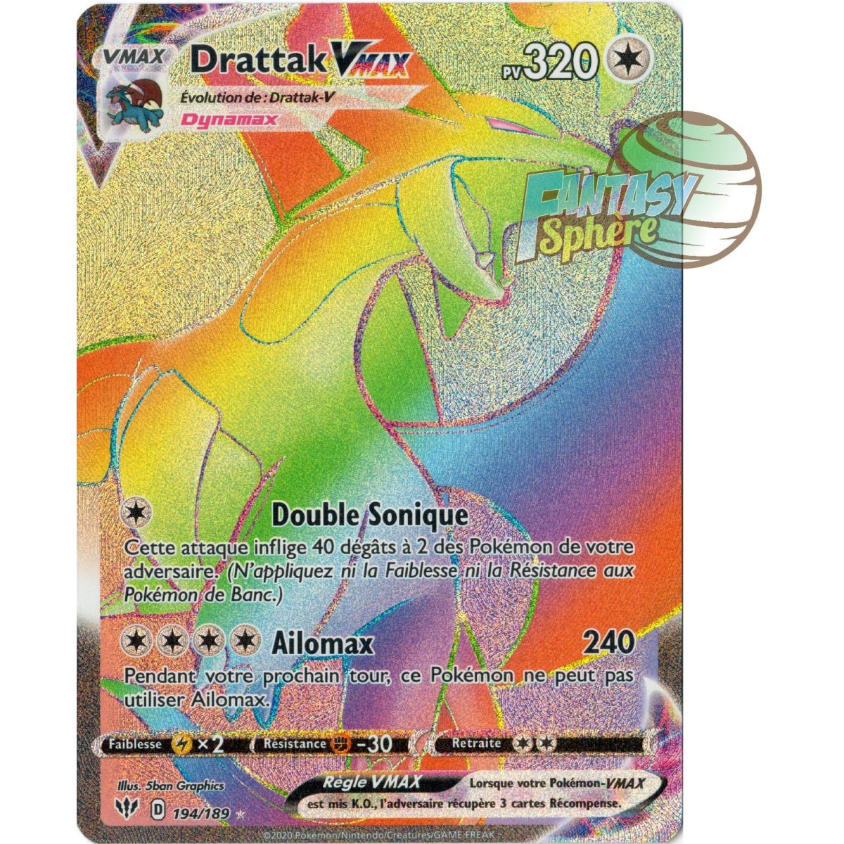 Drattak Vmax – Secret Rare 194/189 – EB03 Darkness Ablaze