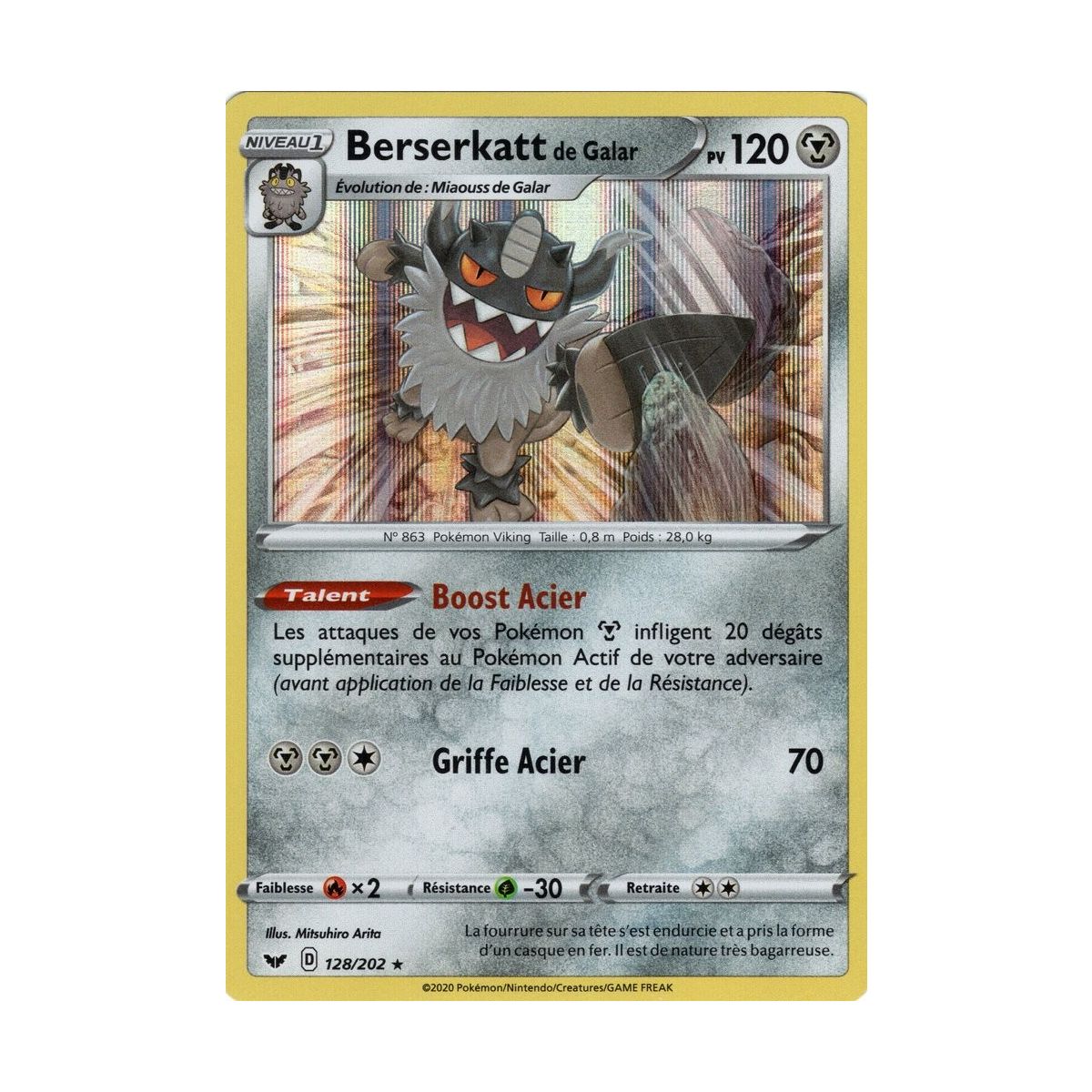 Berserkatt de Galar - Holo Rare 128/202 EB01 Epée et Bouclier