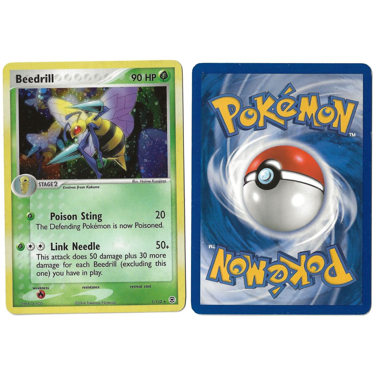 Beedril 1/112 EX Fire Red & Leaf Green Holo English View Scan