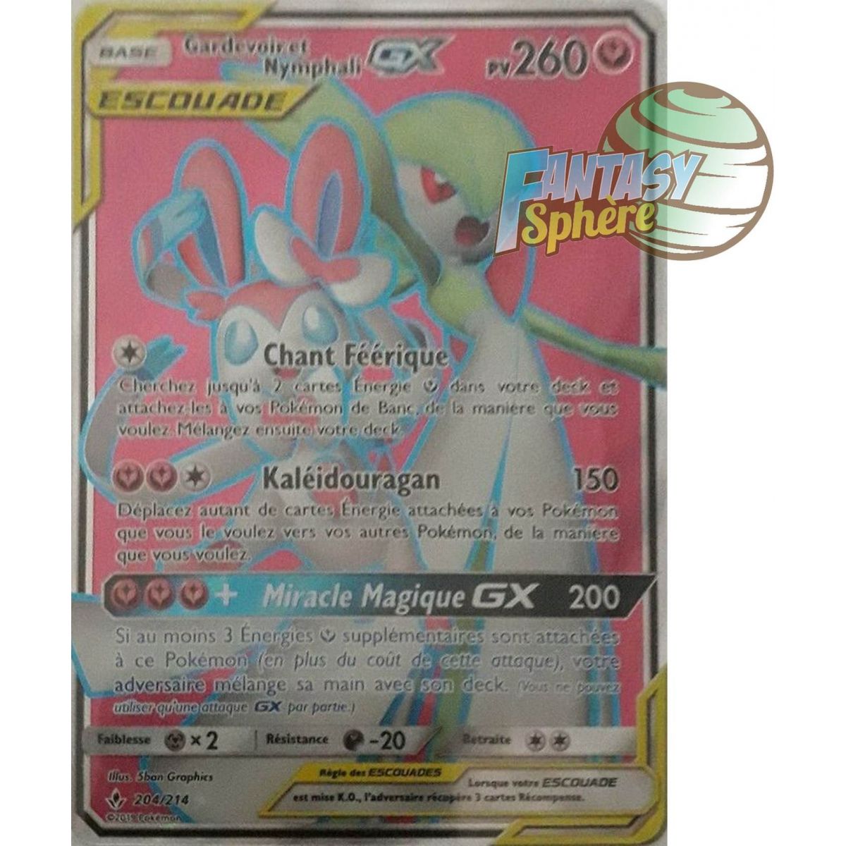 Guardevoir und Nymphali GX – Full Art Ultra Rare 204/214 – Sonne und Mond 10 Unfehlbare Allianz