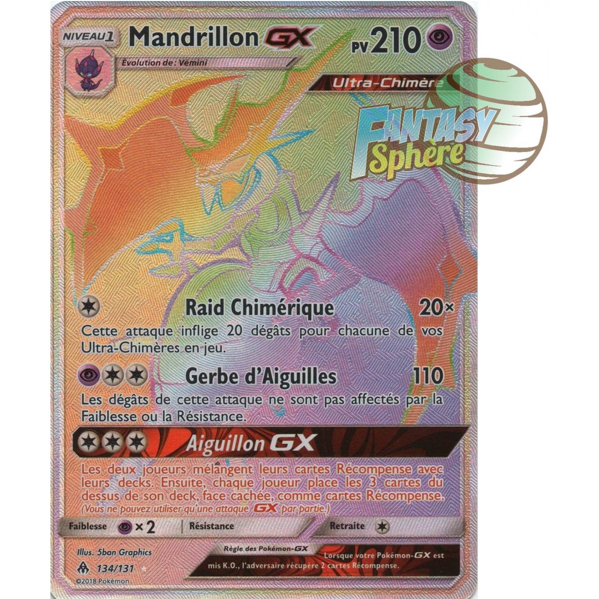 Mandrillon GX – Secret Rare 134/131 – Sonne und Mond 6 Verbotenes Licht