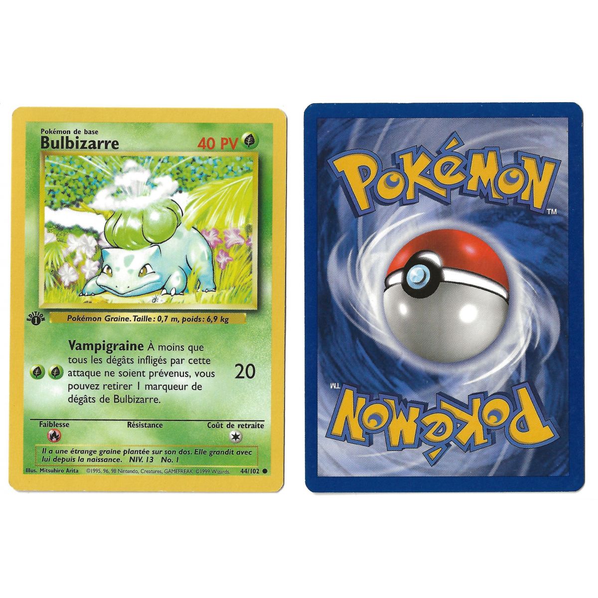 Bulbasaur (5) 44/102 Common Base Set 1. Scan der französischen Ansicht