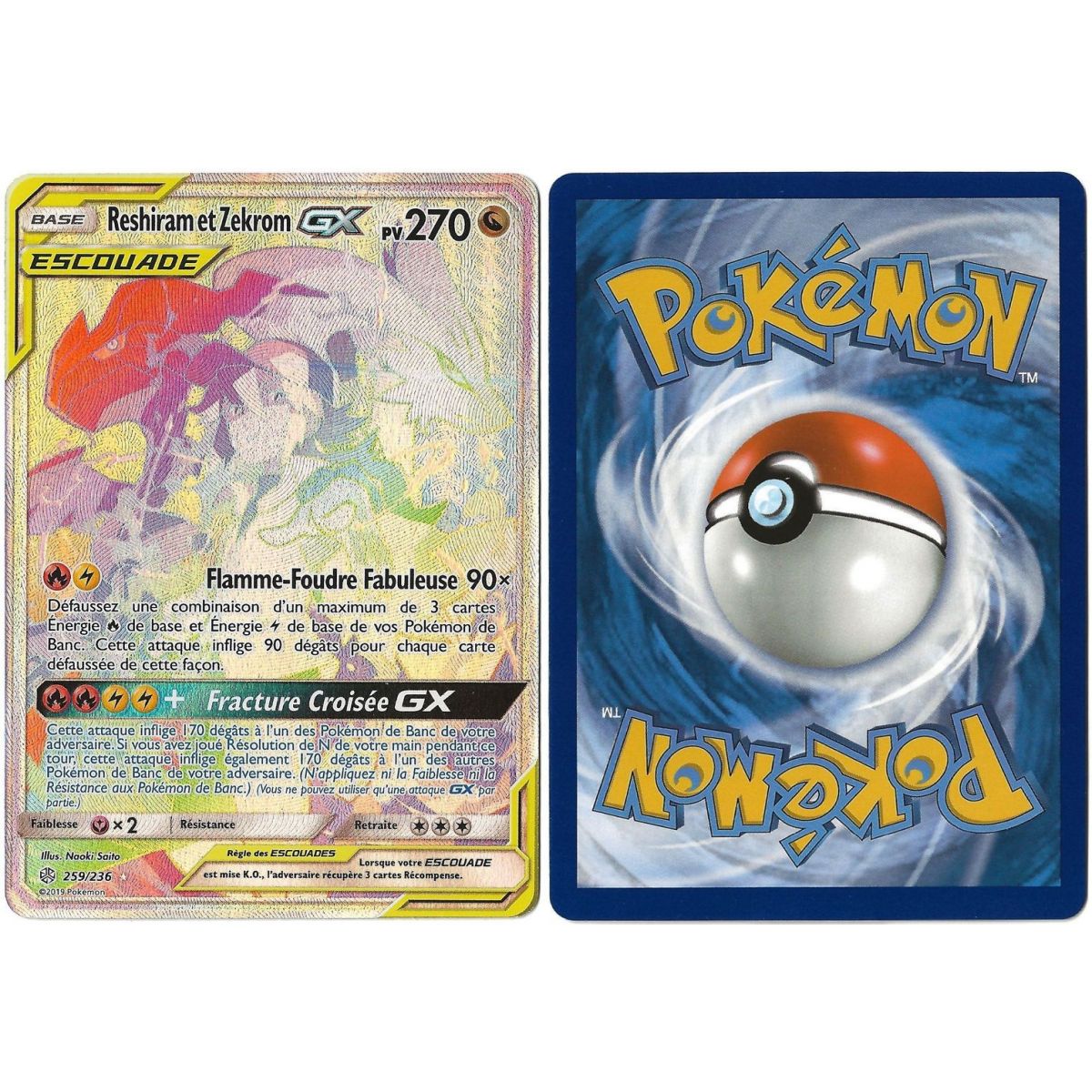 Reshiram und Zekrom GX – Secret Rare 259/236 – Sonne und Mond 12 Kosmische Sonnenfinsternis [PRINT LINE]