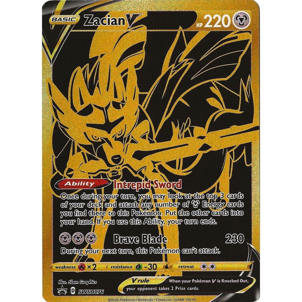 Zacian V – Full Art Ultra Rare – SWSH076 – Exklusiv auf Englisch