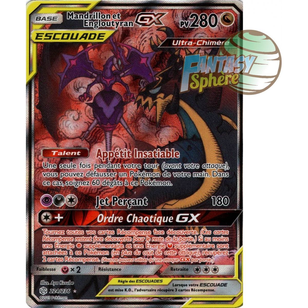 Mandrillon und Gobbler GX – Full Art Ultra Rare 224/236 – Sonne und Mond 12 Kosmische Sonnenfinsternis