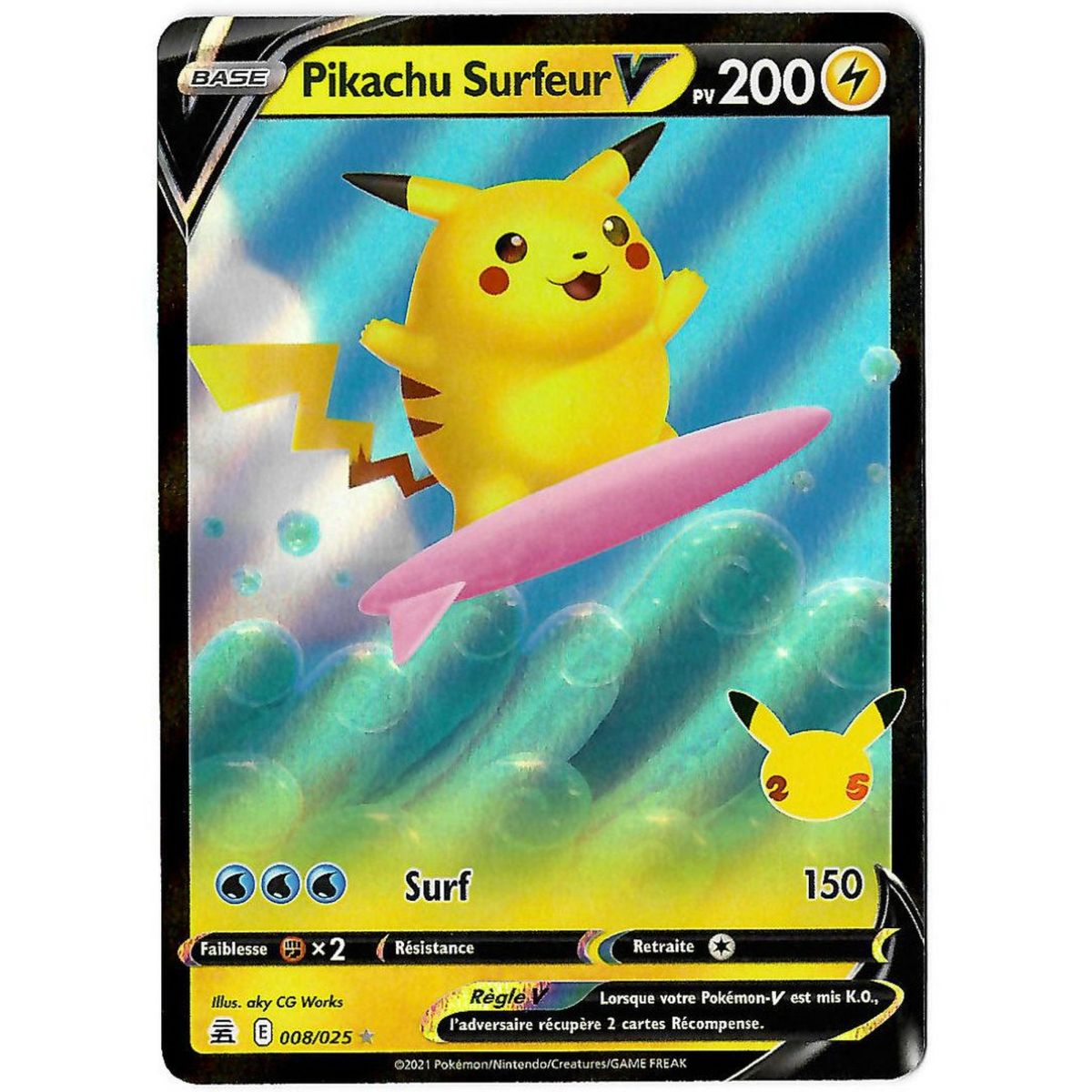 Pikachu Surfer V – Ultra Rare 008/025 EB07.5 Feierlichkeiten zum 25-jährigen Jubiläum