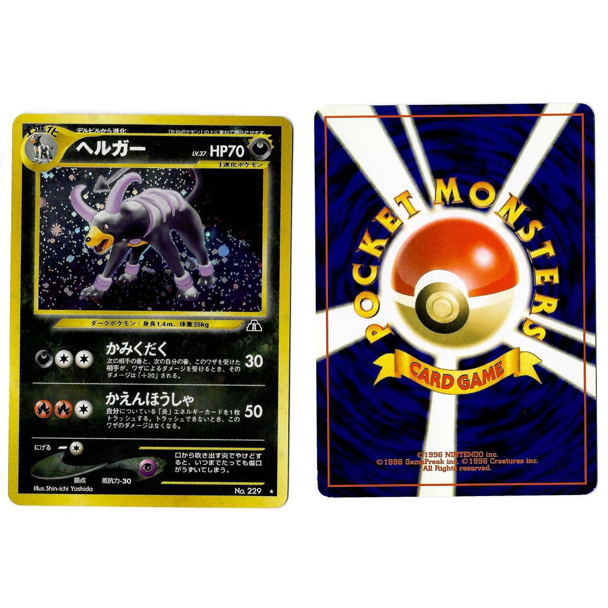 Houndoom (2) Nr. 229 Durchquerung der Ruinen... N2 Holo Unlimited Japanische Ansicht Scan