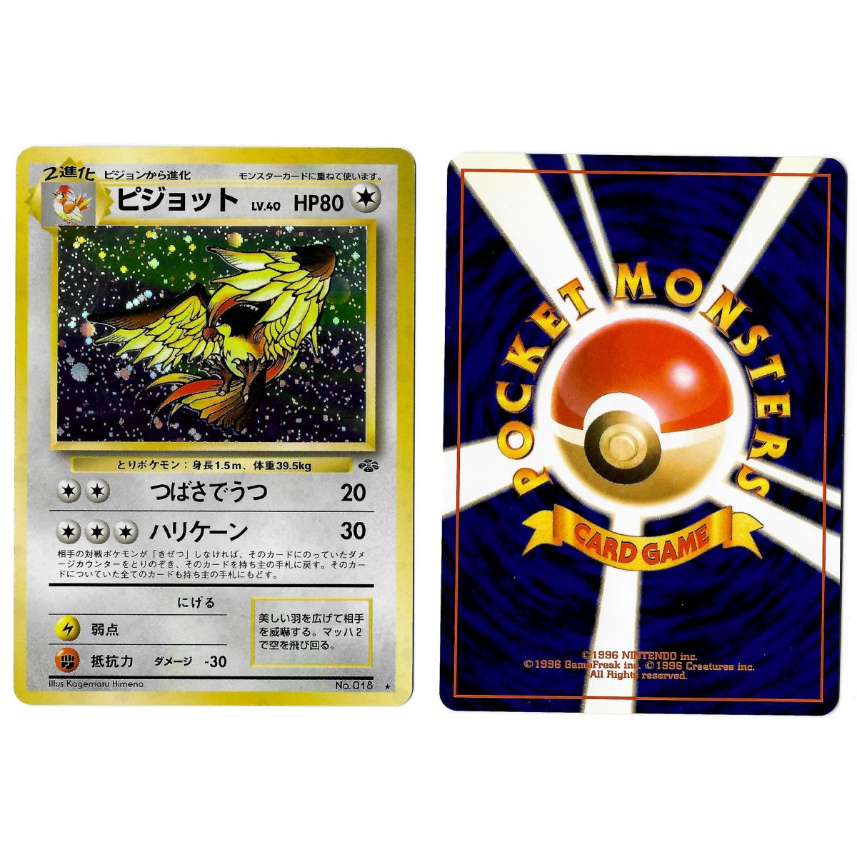 Item Pidgeot (5) Nr. 018 Pokémon Jungle JU Holo Unlimited Japanisch, Near Mint