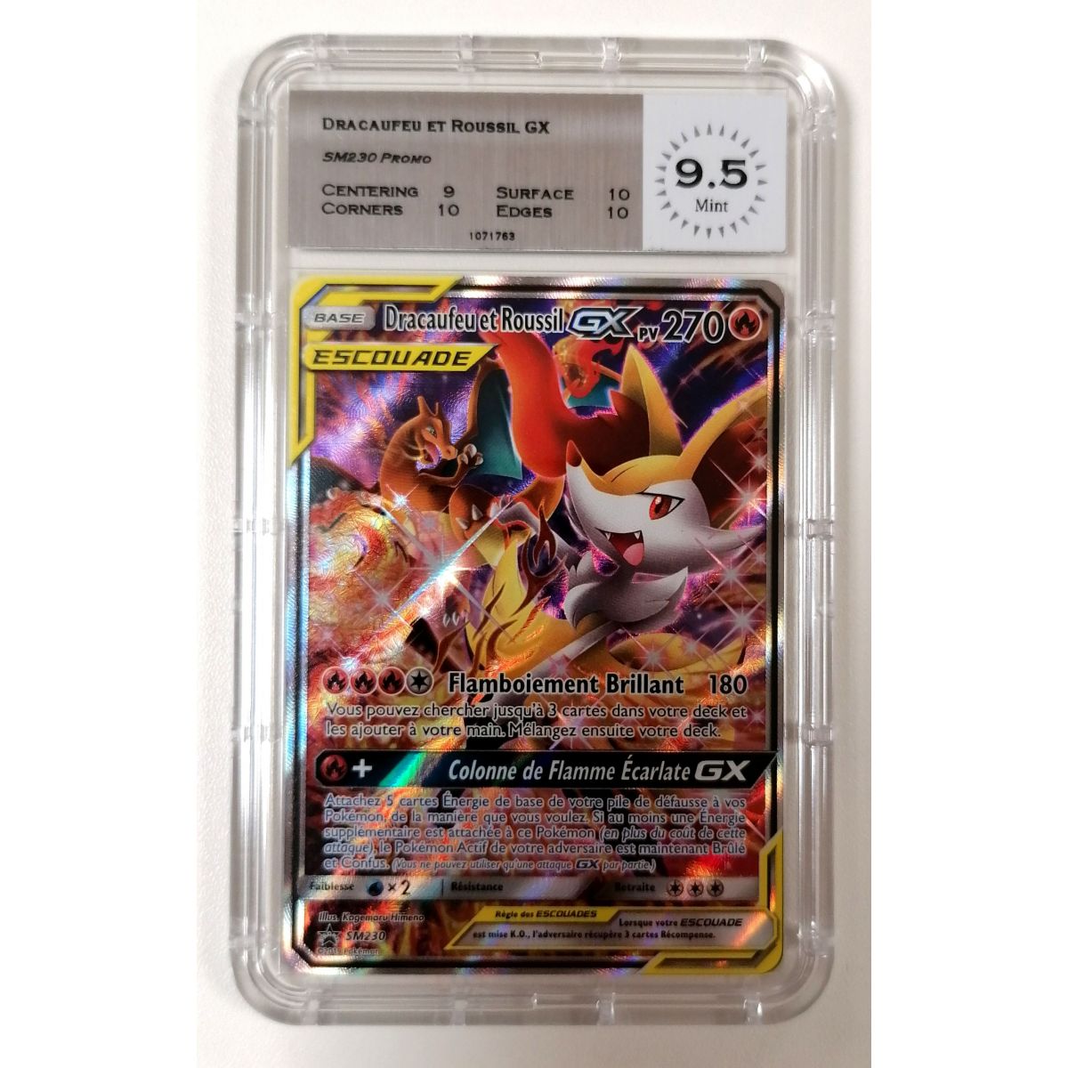 Charizard und Roussil GX FA Promo SM230 Französisch 2019 [MTG 9,5 – MINT]