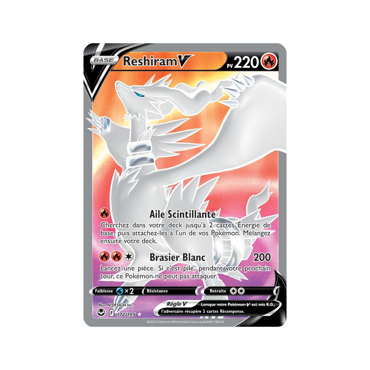 Item Reshiram V – Full Art Ultra Rare 172/195 – Schwert und Schild 12 Silver Storm