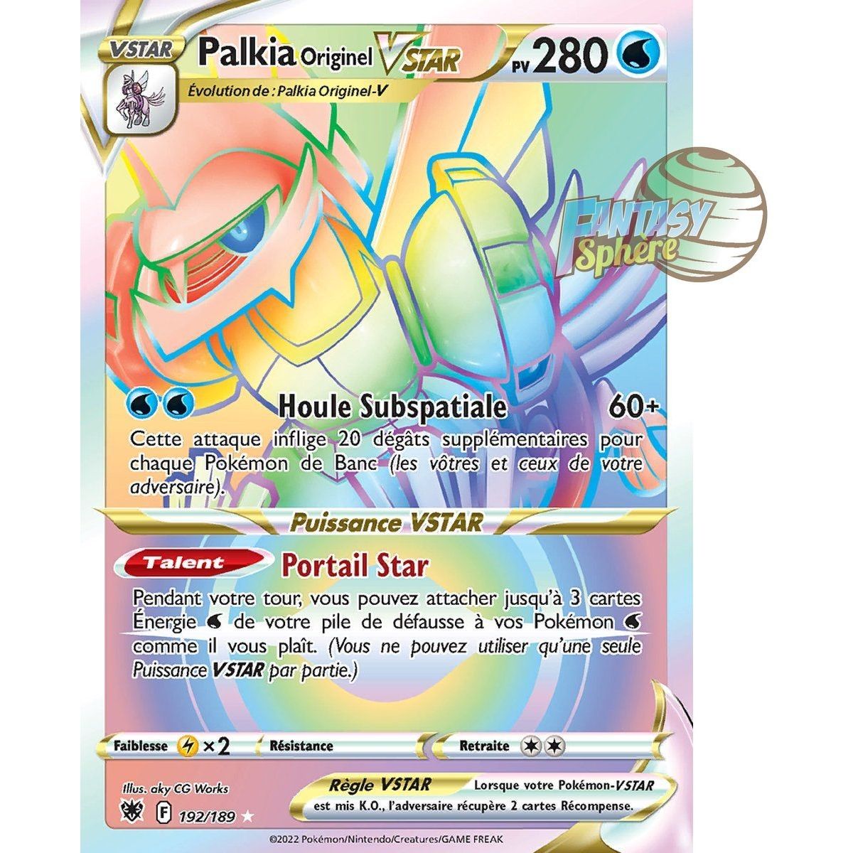 Item Original Palkia VSTAR – Secret Rare 192/189 – Schwert und Schild 10 strahlende Sterne