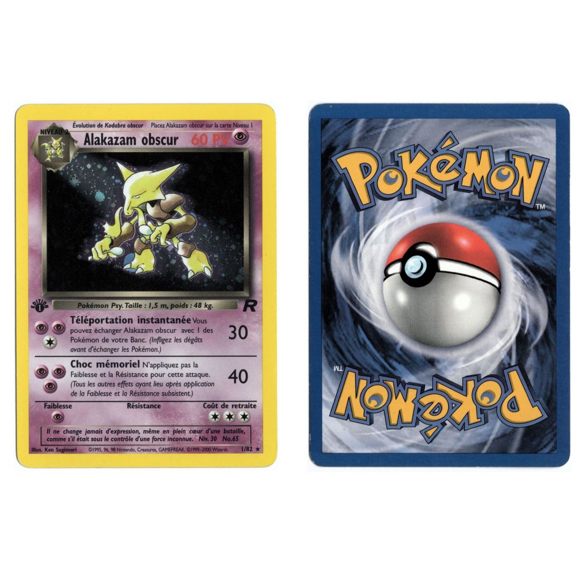 Obscure Alakazam 1/82 Team Rocket Holo 1. Französischer View Scan