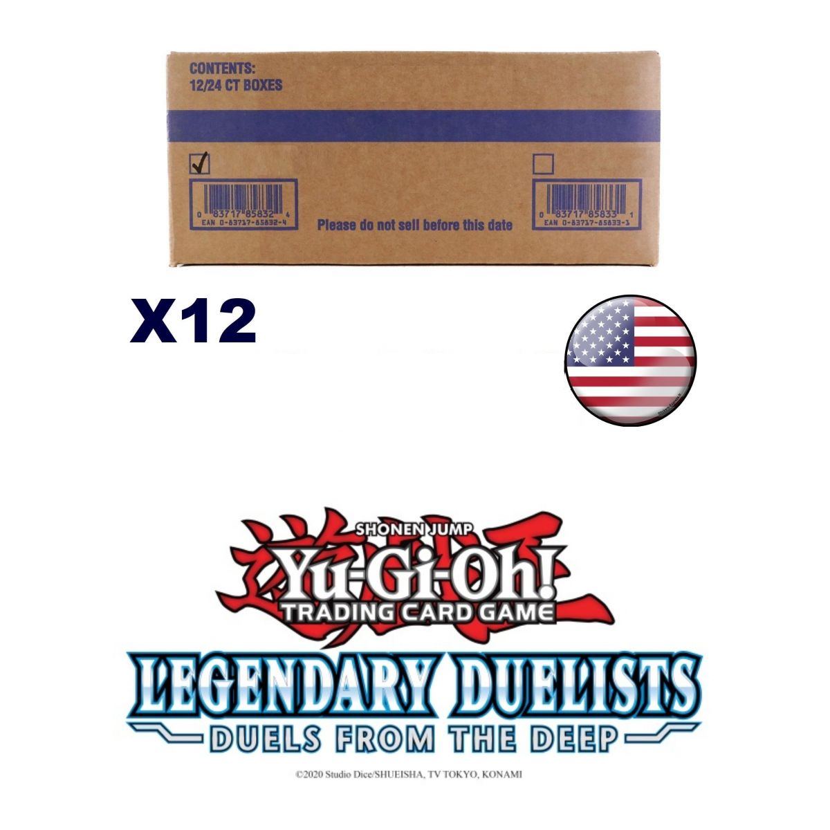 *US-Druck VERSIEGELT* Yu-Gi-Oh! - Karton - 12 Box mit 36 Boostern - Legendary Duelists: Duels from the Deep - AMERIKANISCH