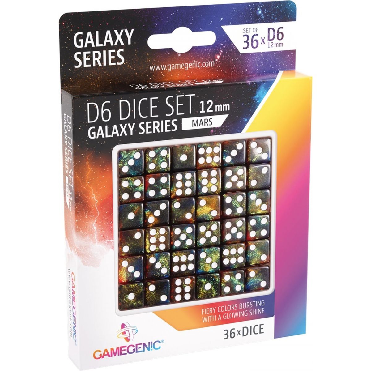 Gamegenic – Würfel – Galaxy-Serie – Mars – Set mit 36 Würfeln von 6 – 12 mm