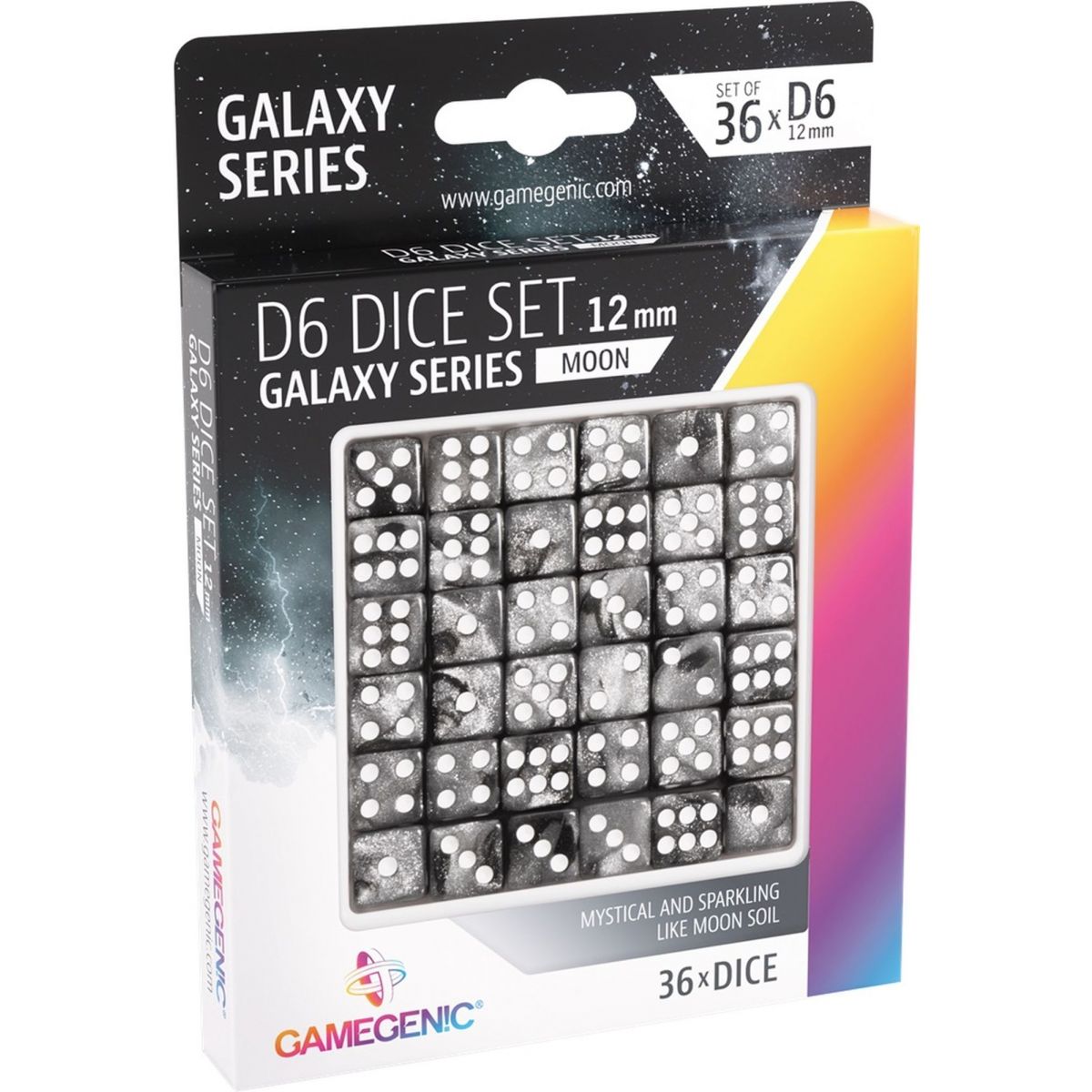 Item Gamegenic – Würfel – Galaxy-Serie – Mond – Set mit 36 Würfeln von 6 – 12 mm
