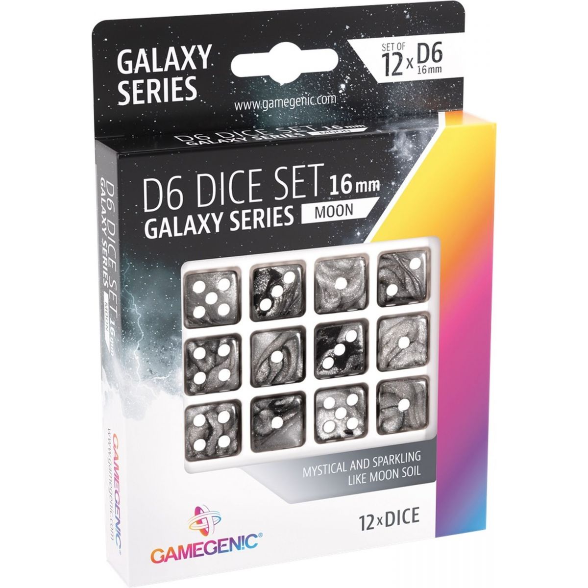 Item Gamegenic – Würfel – Galaxy-Serie – Mond – Set mit 12 Würfeln von 6 – 16 mm