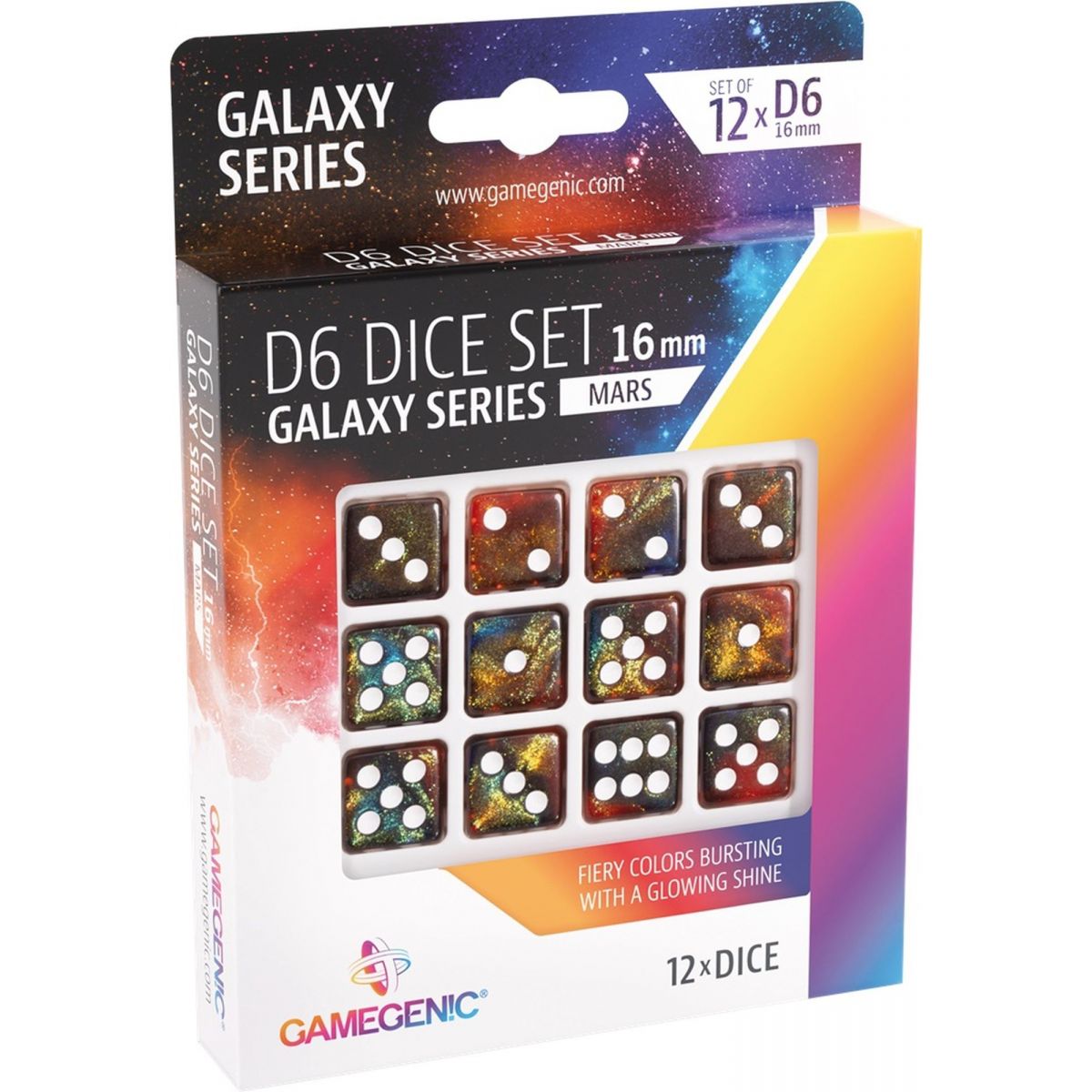 Gamegenic – Würfel – Galaxy-Serie – Mars – Set mit 12 Würfeln von 6 – 16 mm