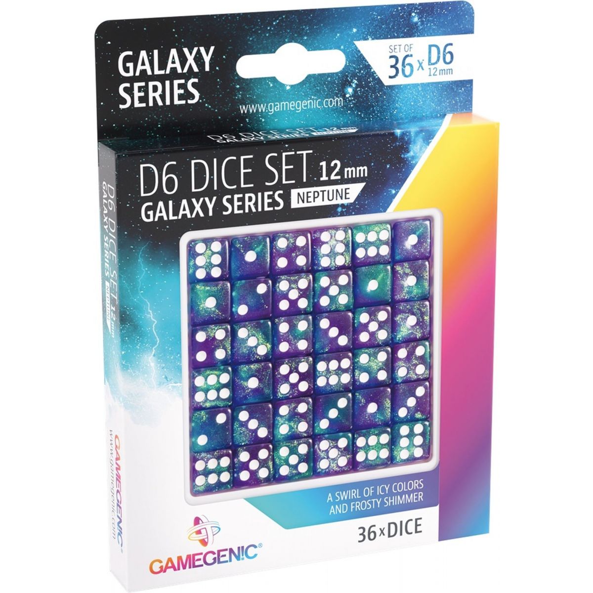 Gamegenic – Würfel – Galaxy-Serie – Neptun – Set mit 36 Würfeln von 6 – 12 mm