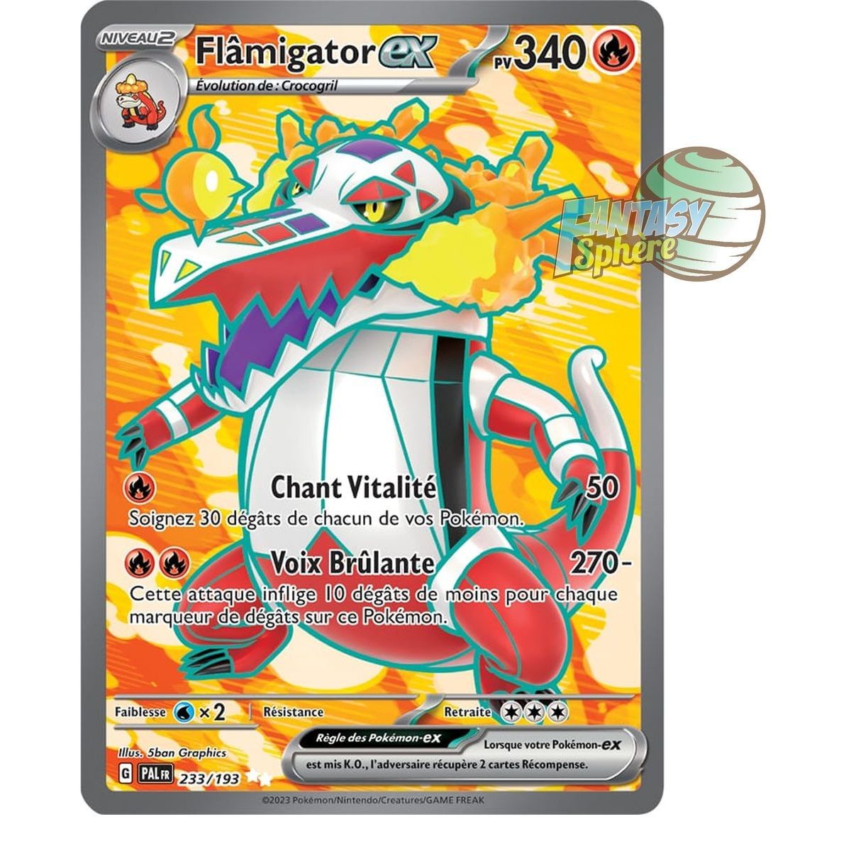 Item Flâmigator EX – Ultra Rare 233/193 – Scharlachrote und violette Entwicklung in Paldea