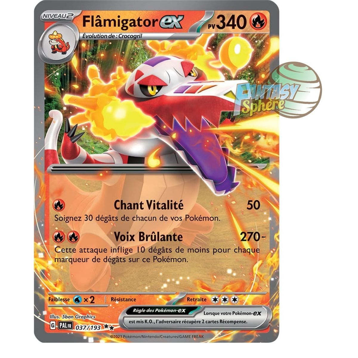 Flâmigator EX – Double Rare 37/193 – Scharlachrote und violette Entwicklung in Paldea