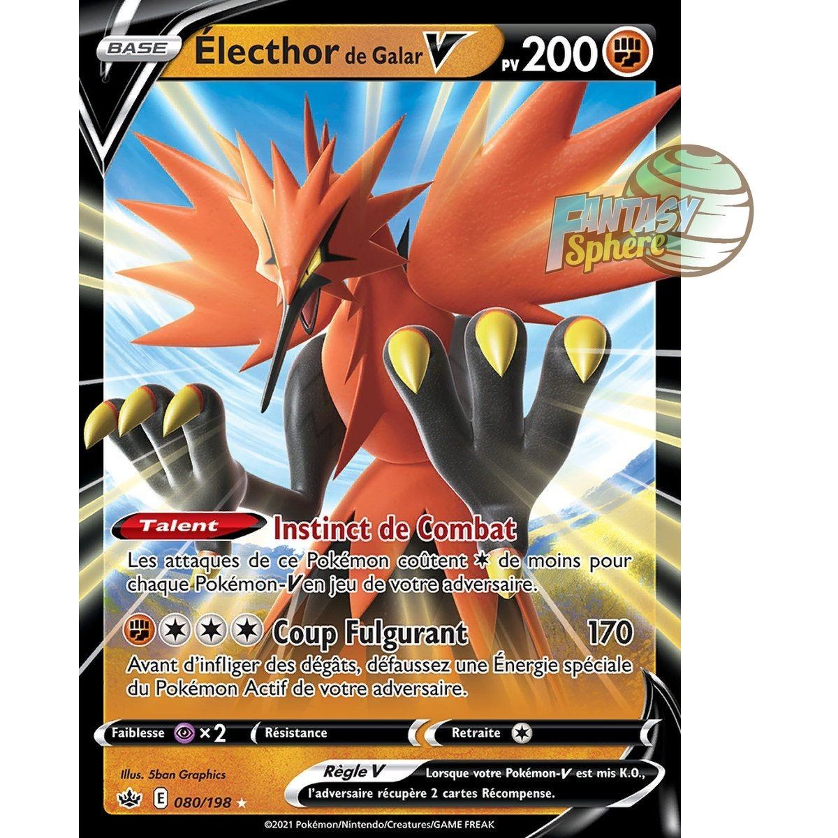 Galarian Zapdos V – Ultra Rare 80/198 – Schwert und Schild 6 Reign of Ice