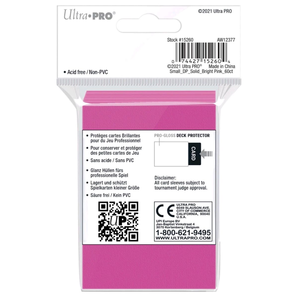 60 Kartenhüllen – Klein – Leuchtend Pink – PRO-Gloss Ultra Pro