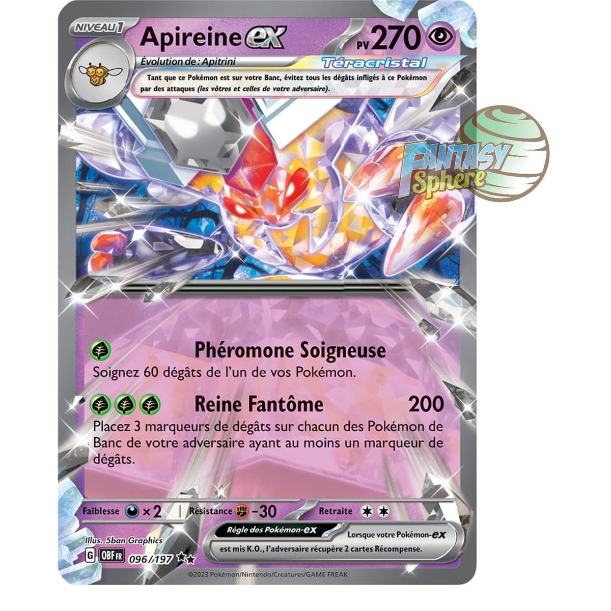 Item Apireine EX – Double Rare 96/197 – Scharlachrote und violette Obsidianflammen