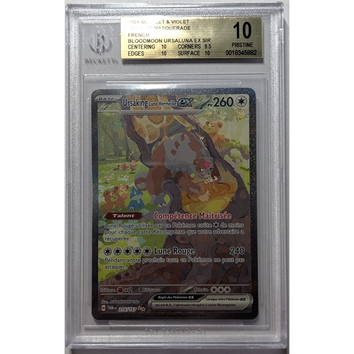 Item [BGS 10 - Makellos] - Bewertete Karte - Ursaking Moon Wonder EX SAR 216/167 - S&V Twilight Masquerade - 2025 - Pokémon - Französisch