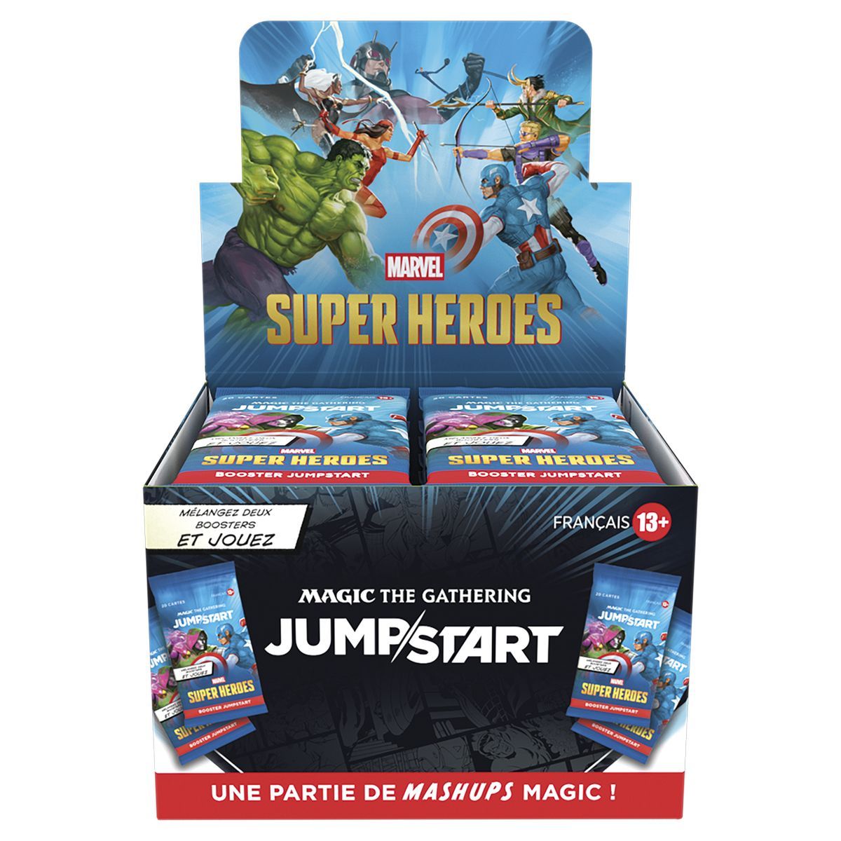 Box mit 24 Jumpstart Boostern – Marvel Superhelden – Magic: The Gathering – FR