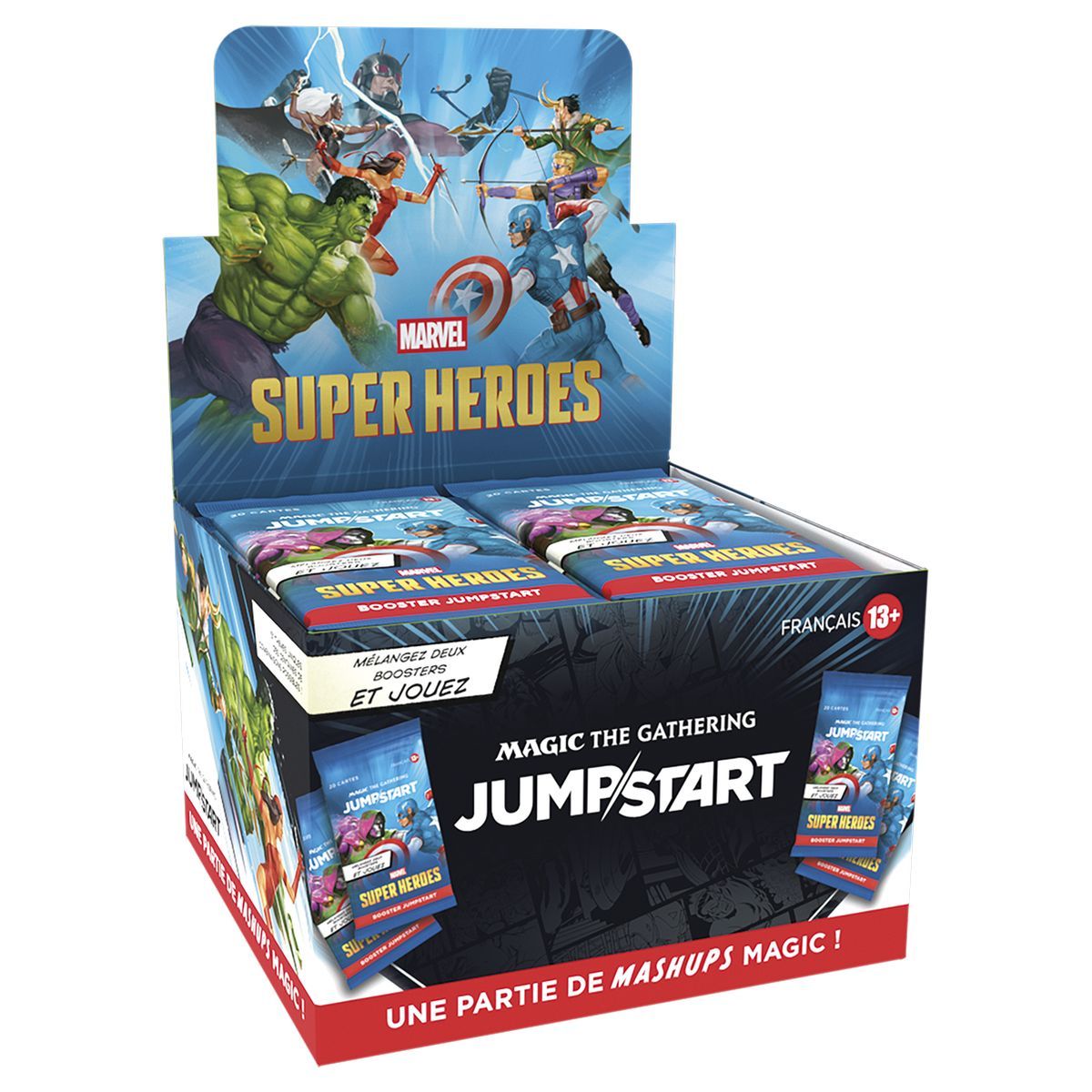 Box mit 24 Jumpstart Boostern – Marvel Superhelden – Magic: The Gathering – FR