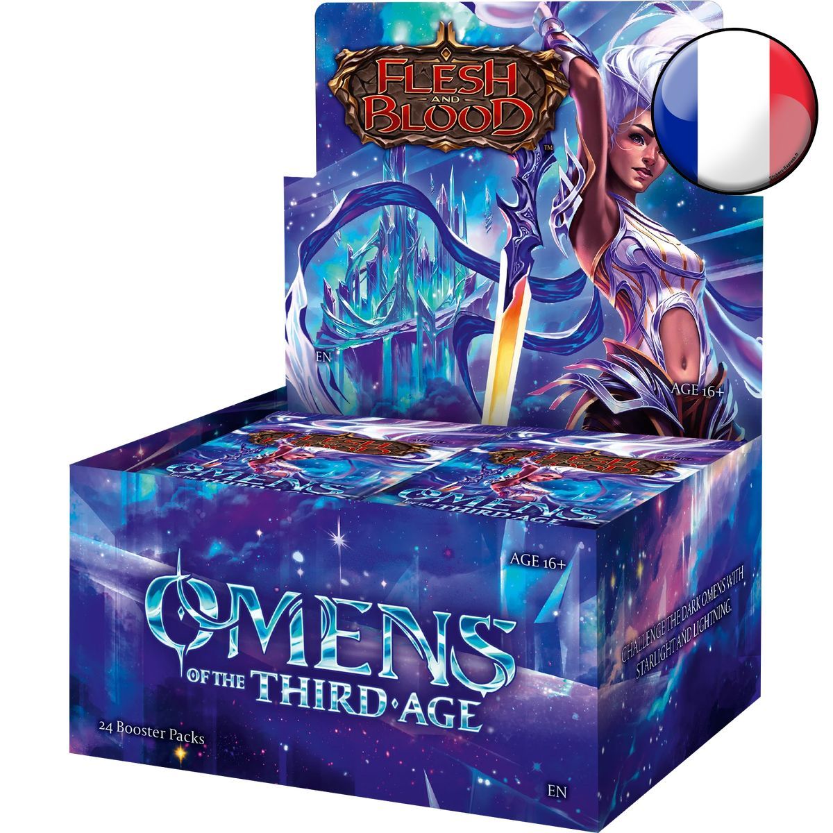 Box mit 24 Boostern – Omens of the Third Age – Flesh & Blood – FAB – FR