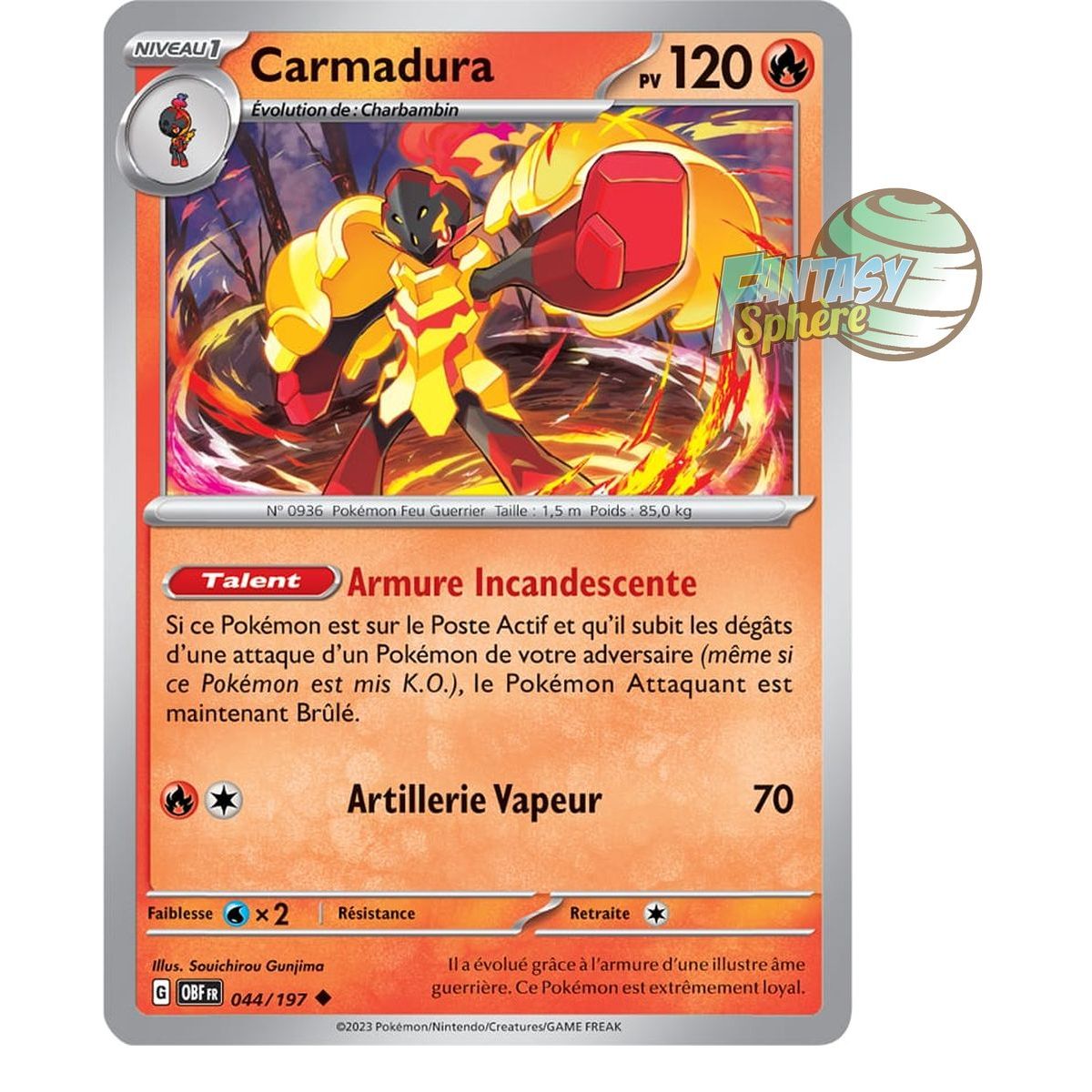 Carmadura – Rückseite 44/197 – Scharlachrote und violette Obsidianflammen