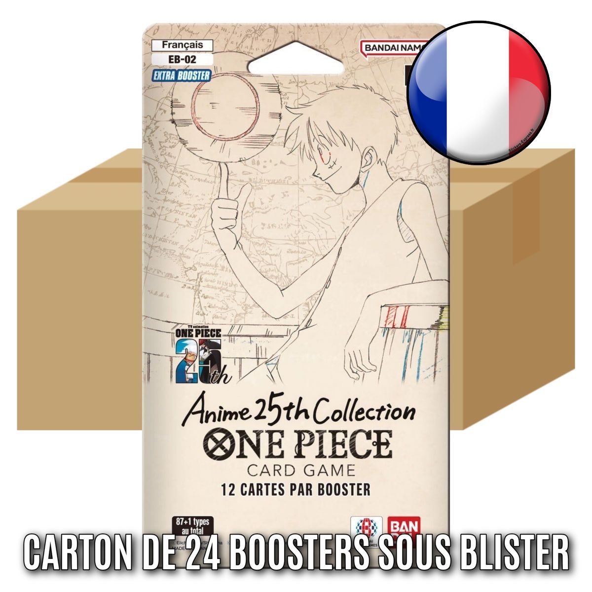 Schachtel mit 24 Blister-Boostern – Extra-Booster: Anime 25. Kollektion – One Piece CG – EB-02 – EB02 – FR