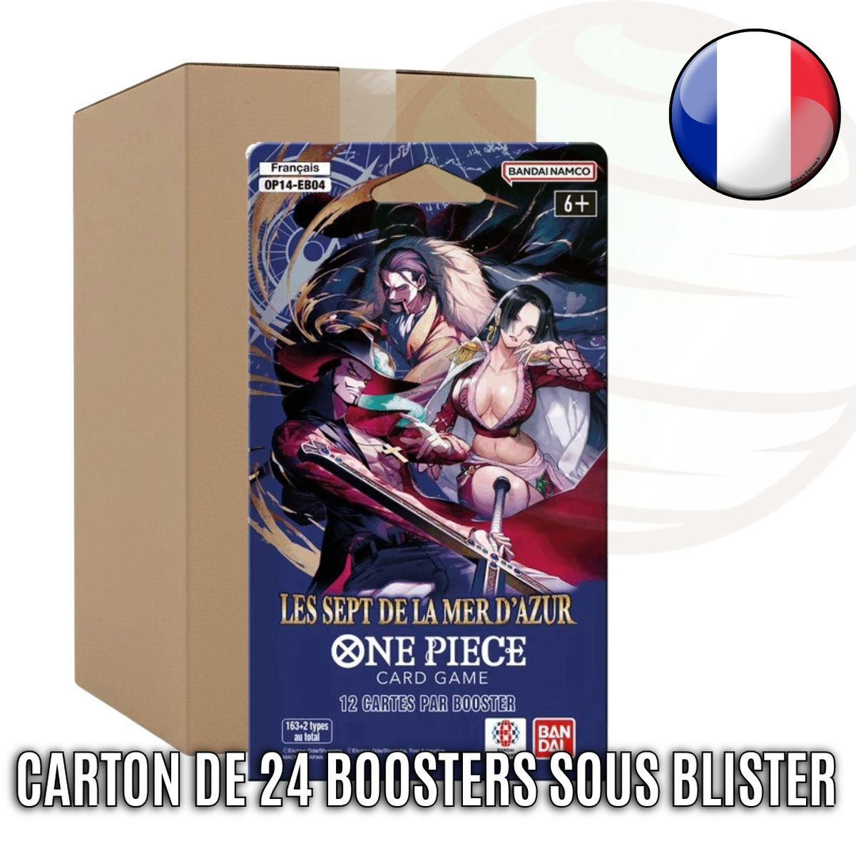 Box mit 24 Blister-Boostern – OP14~EB04 „Die Sieben des Azurblauen Meeres“ – One Piece CG – OP-14 EB-04 – FR