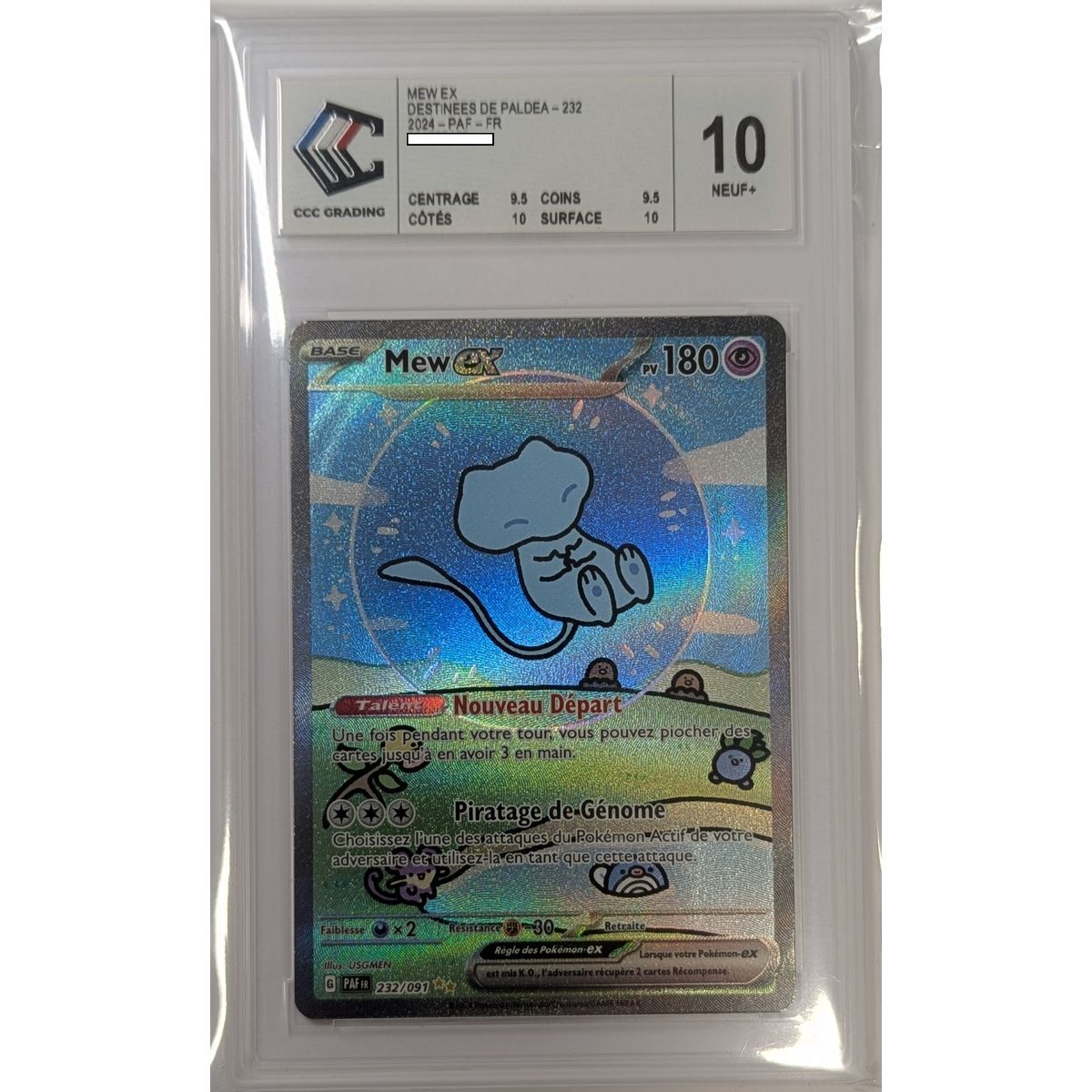 [CCC 10 - Nine+] - Bewertete Karte - Mew-ex 232/091 - Scarlet & Purple: Destined for Paldea - 2024 - Pokémon - Französisch
