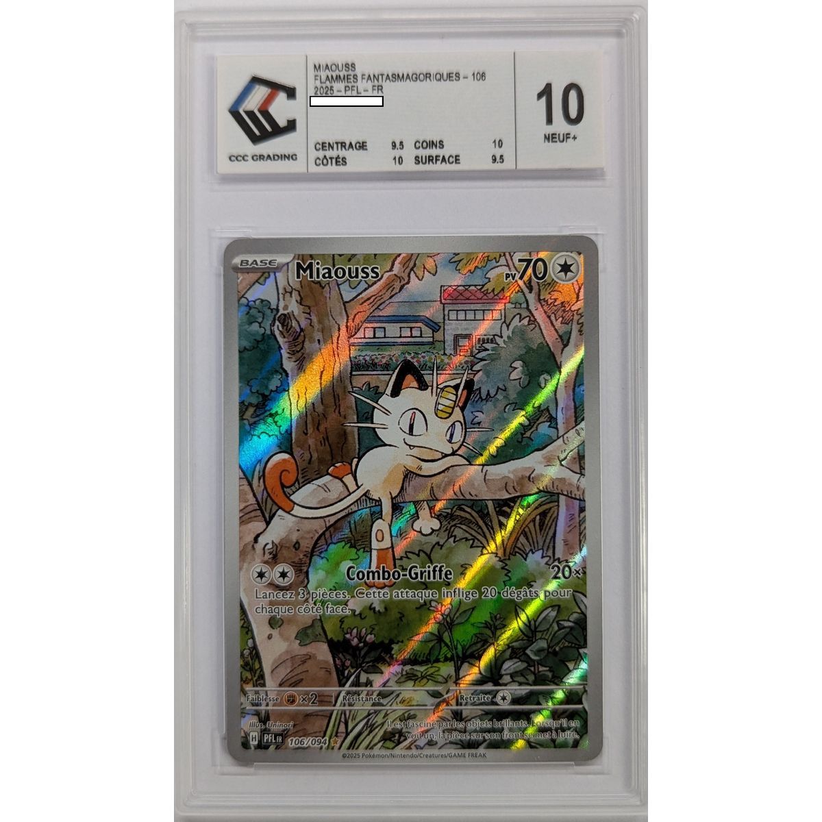 [CCC 10 - Neun+] - Bewertete Karte - Mauzi 106/094 - Mega-Entwicklung: Phantasmatische Flammen - 2025 - Pokémon - Französisch