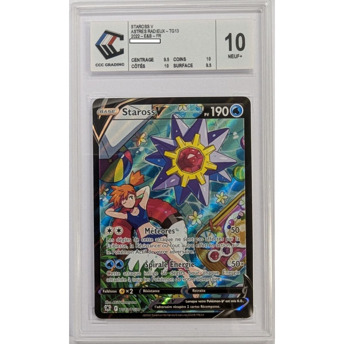 [CCC 10 - Nine+] - Bewertete Karte - Starmie V TG13/TG30 - Schwert & Schild: Strahlende Sterne - 2022 - Pokémon - Französisch