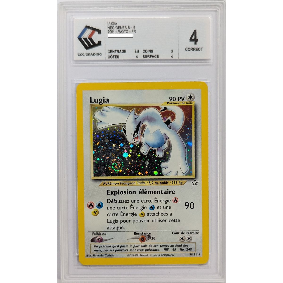 [CCC 4 - Korrekt] - Bewertete Karte - Lugia 9/111 - Neo Genesis - 2001 - Pokémon - Französisch