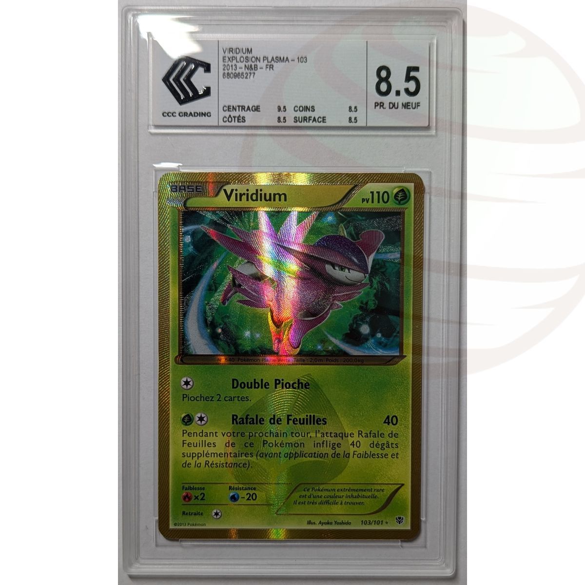[CCC 8.5 - Pr. Du Neuf] - Bewertete Karte - Virizion 103/101 - Black & White Plasma Blast - 2013 - Pokémon - Französisch