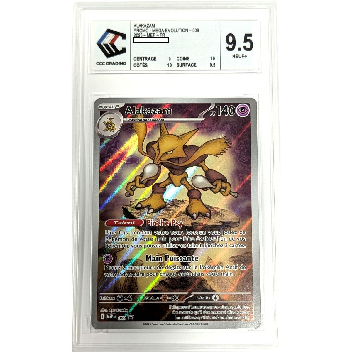 [CCC 9.5 – Neu+] – Graded Card – Alakazam MEP 009 – Promo – 2025 – Pokémon – Französisch