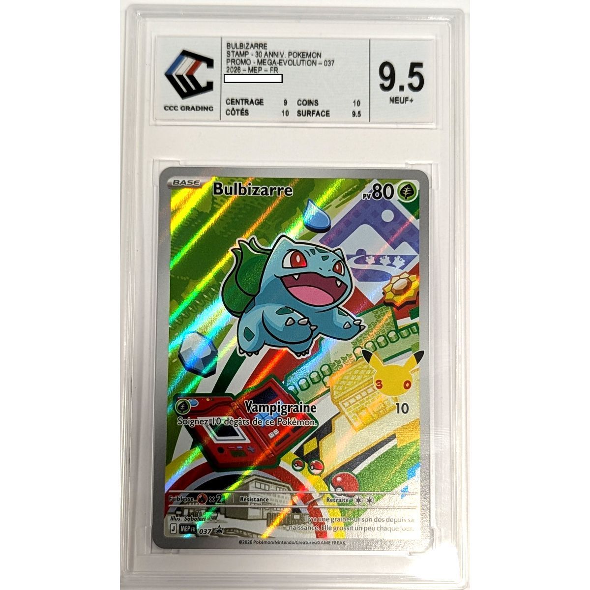 [CCC 9.5 - Mint+] - Bewertete Karte - Bisasam MEP 037 - Promo - 2026 - Pokémon - Französisch