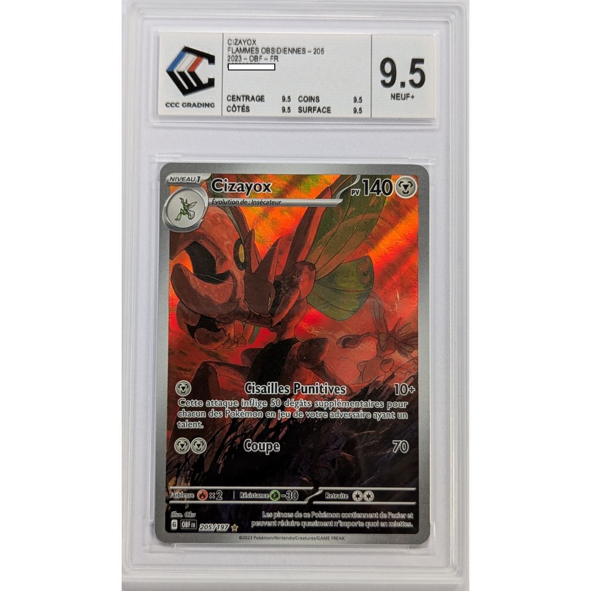 [CCC 9.5 - Neun+] - Bewertete Karte - Scherox 205/197 - Scharlachrot & Lila: Obsidianflammen - 2023 - Pokémon - Französisch