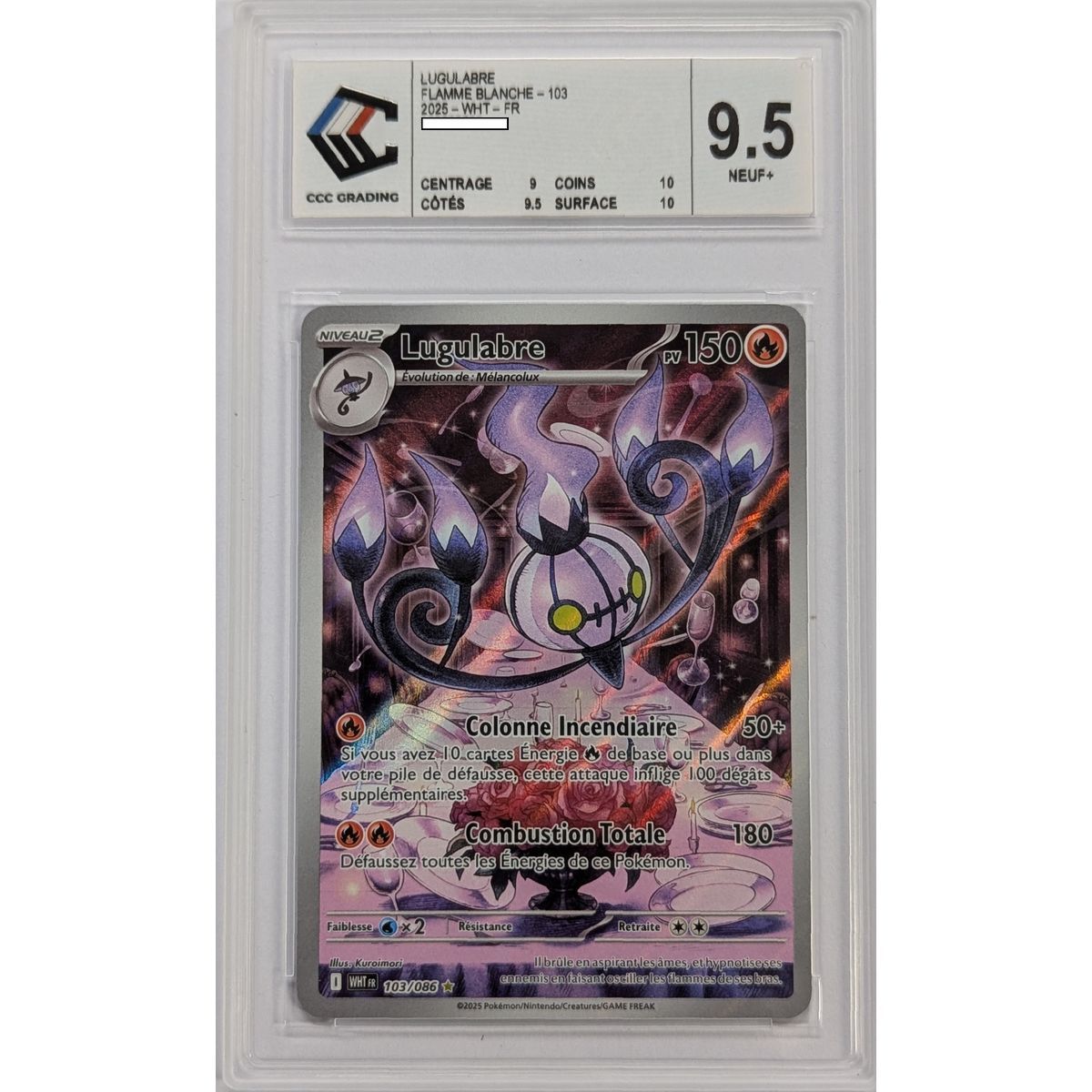 [CCC 9.5 - Neun+] - Bewertete Karte - Chandelure 103/086 - Scharlachrot & Lila: Weiße Flamme - 2025 - Pokémon - Französisch