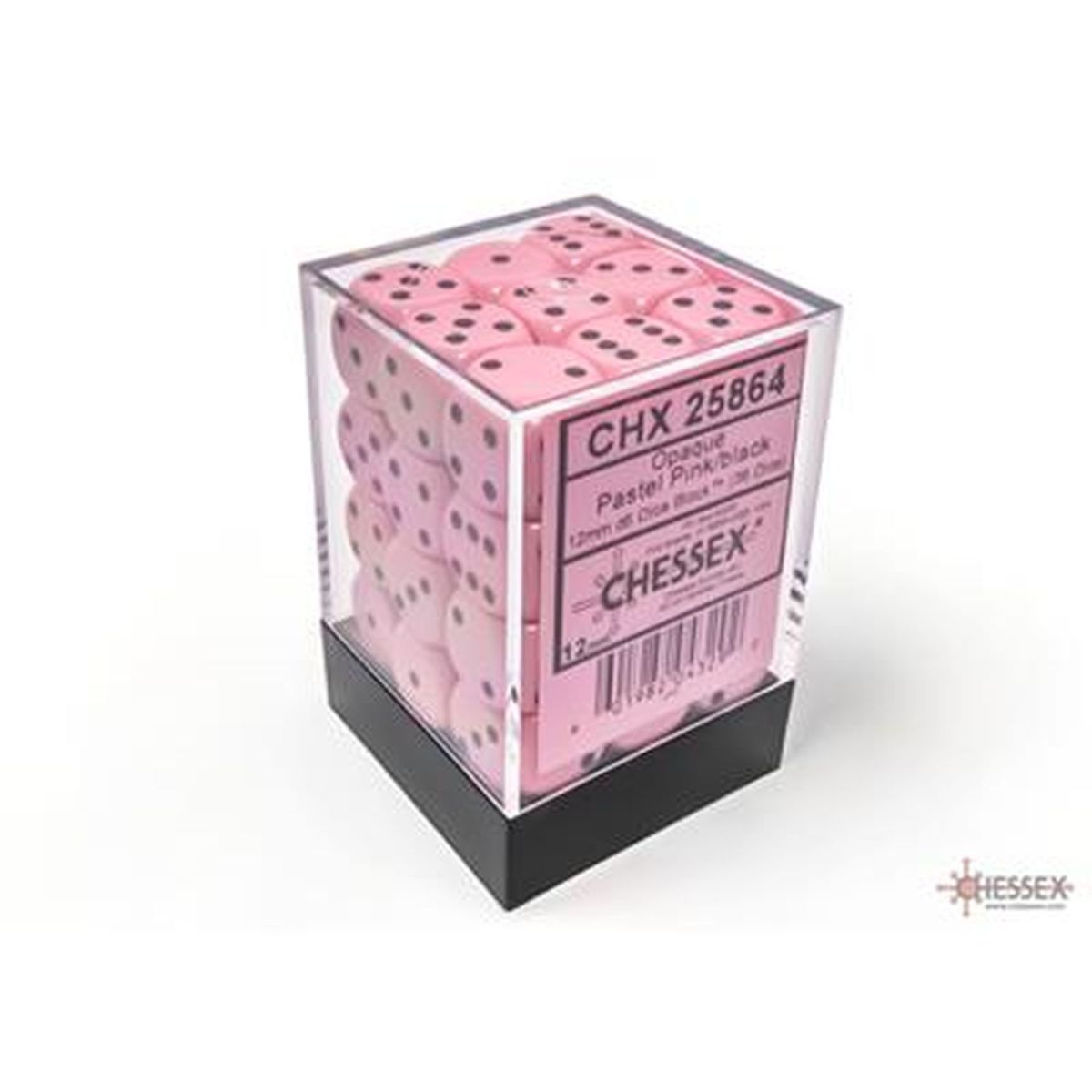 Chessex - Würfel - Pastell Pastellrosa/Schwarz - Set mit 36 Würfeln à 6 - 12 mm