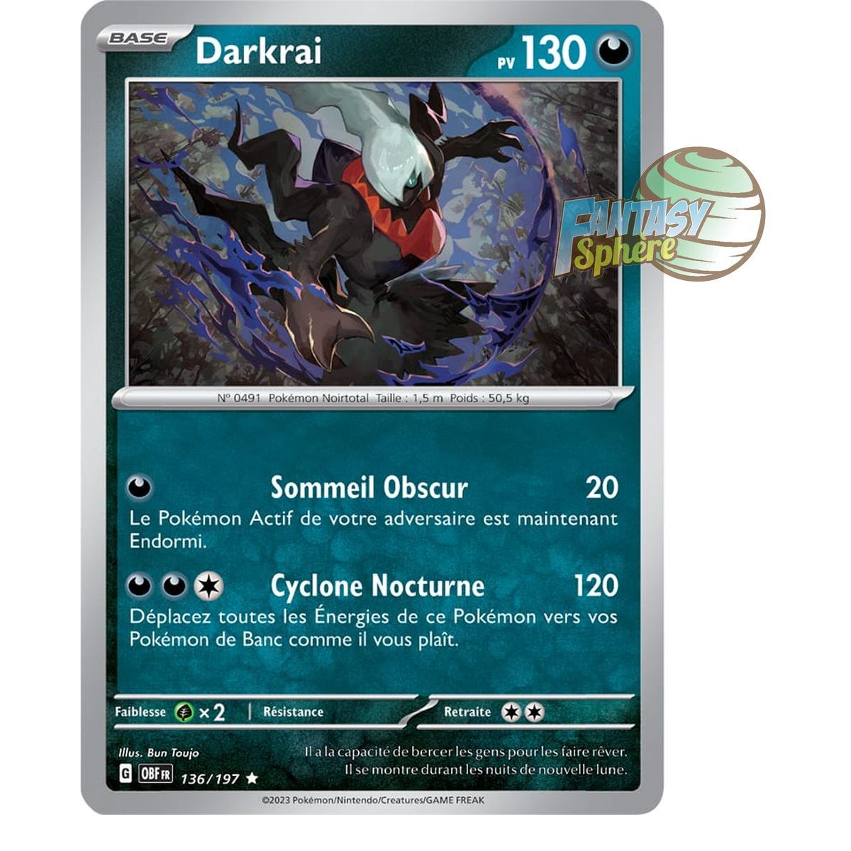 Darkrai – Rückseite 136/197 – Scharlachrote und violette Obsidianflammen