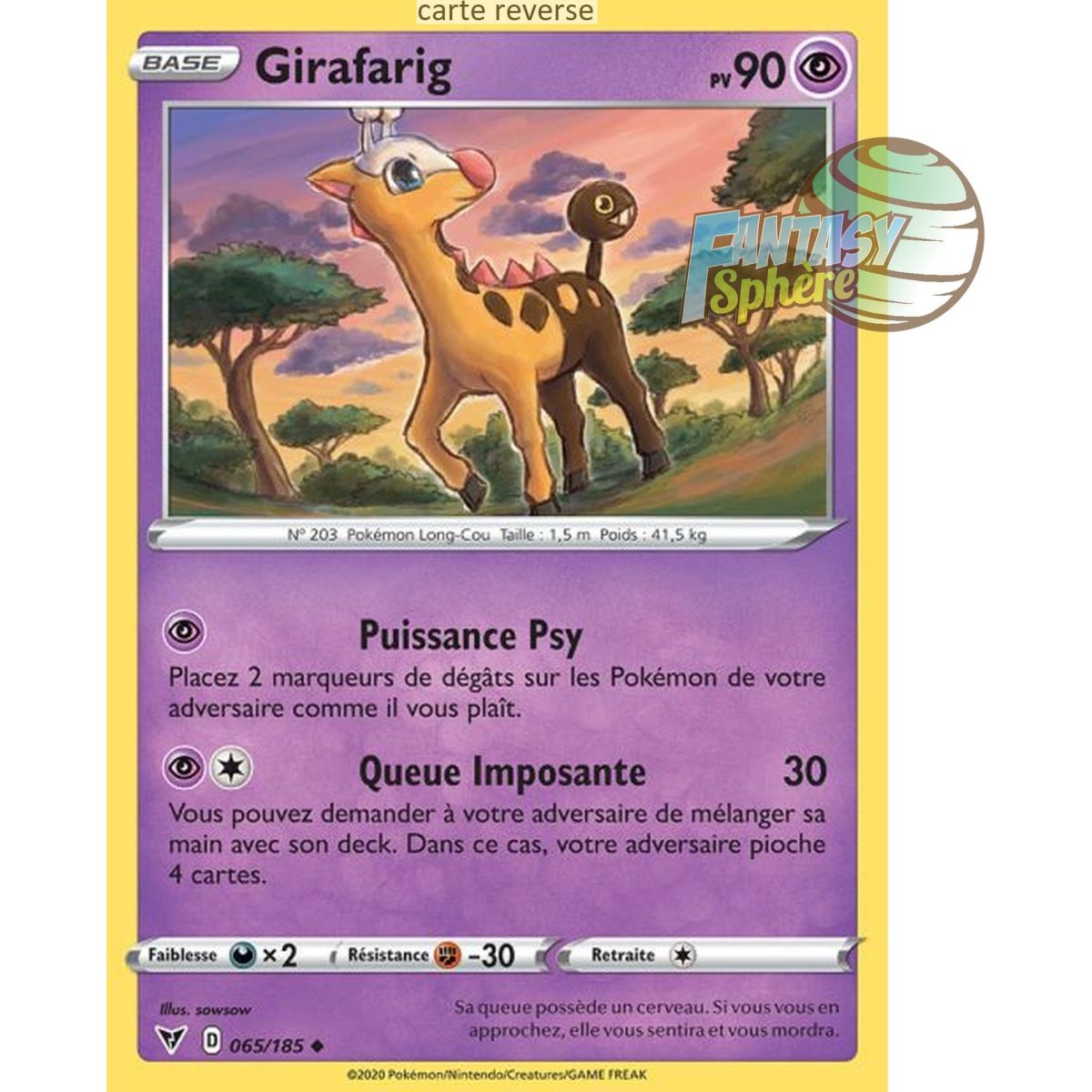 Girafarig Reverse – Reverse 65/185 – Schwert und Schild 4 Spannung Brillant