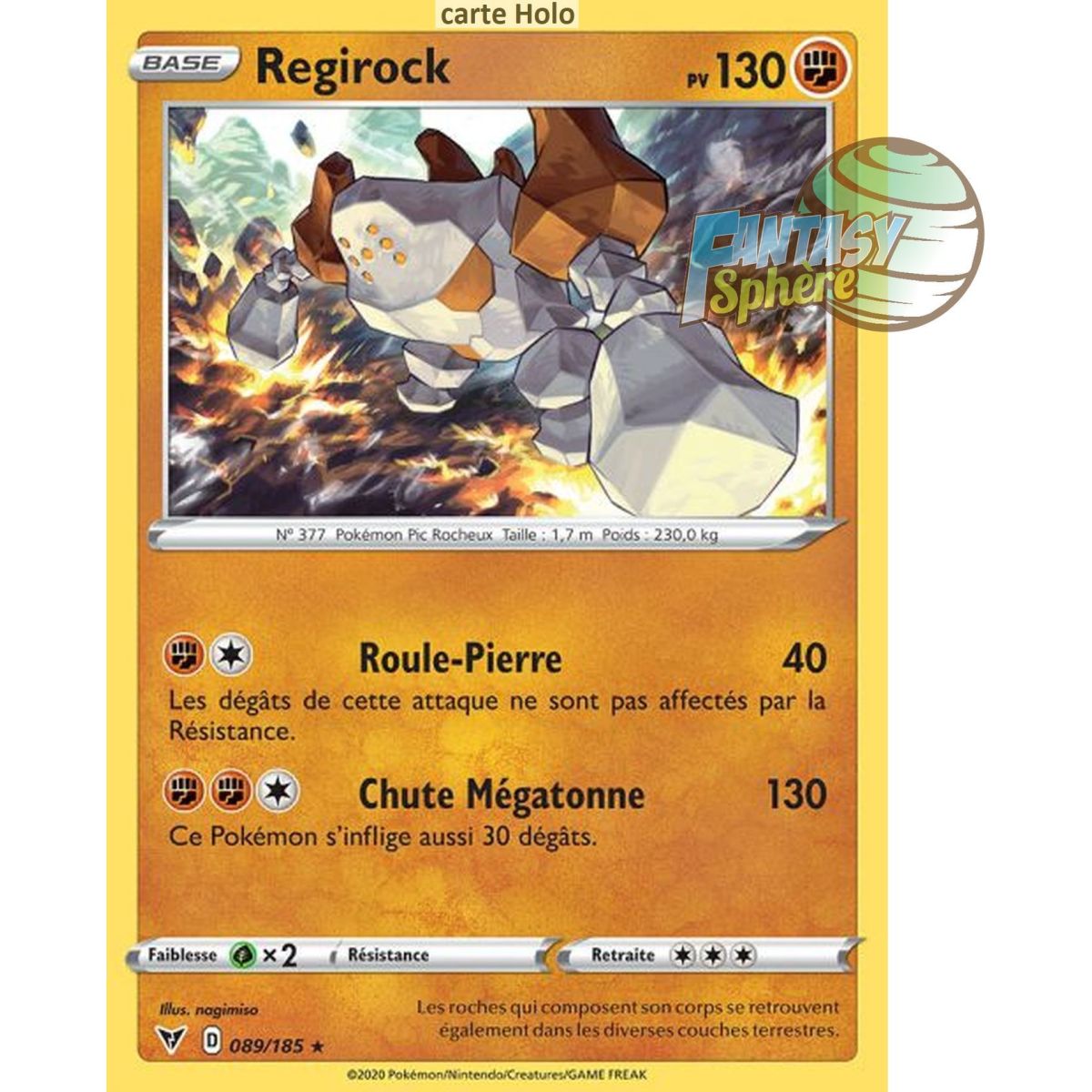 Item Regirock – Holo Rare 89/185 – Schwert und Schild 4 Spannung Brillant